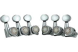 Eddaray 6 In-line Guitar Locking Tuners 6 Right Hand – 1:18 Gear Ratio Lock String Tuning Key Pegs Machine Heads Set with Oval Shaped Knob Replacement, (E-105SP, Chrome)