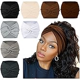 AKTVSHOW 7'' Wide Headbands for Women, Extra Large Turban Workout Headband Fashion Yoga Hair Bands Boho Twisted Thick Hair Accessories, 8Pack
