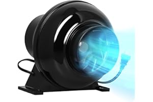 Simple Deluxe 4 Inch Inline Duct Fan, 195 CFM Ventilation Fan, Exhaust HVAC Vent Blower for Hydroponics, Grow Tent, Basements, Greenhouses, Attic, Black