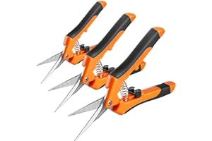 GROWNEER 3 Packs 6.5 Inch Pruning Shears Gardening Hand Pruning Snips Gardening Scissors with Straight Stainless Steel Precision Blades