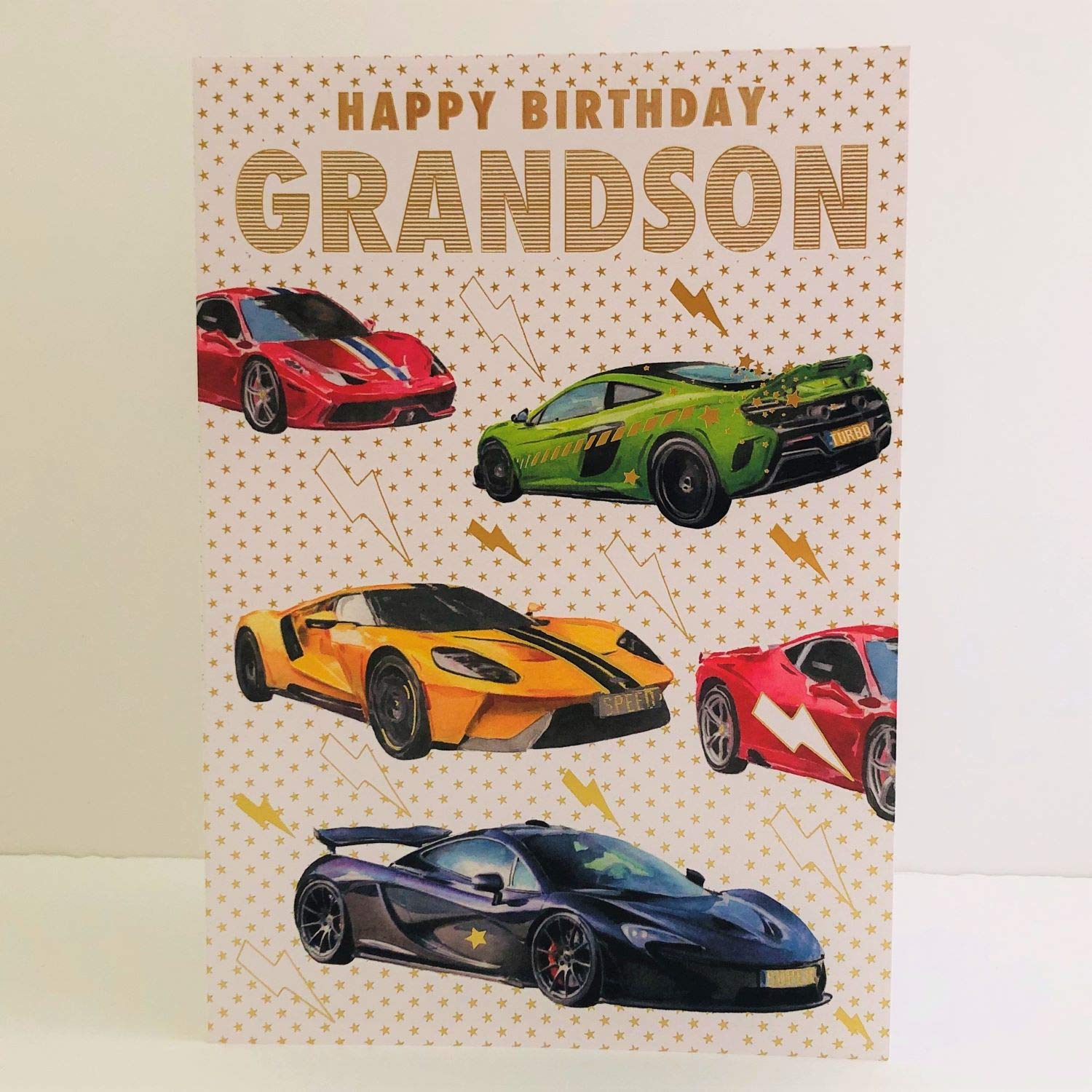 Nigel Quiney Grandson Happy Birthday Card - Sports Cars