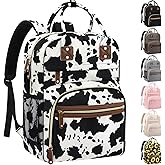 Tenot Large Capacity Baby Diaper Bag Backpack with Insulated Pockets, Waterproof, Stylish Cow Print Design, Suitable for Boys and Girls
