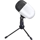 AmazonBasics Desktop Mini Condenser Microphone With Tripod - White (Renewed)