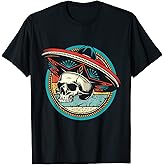 Sugar Skull Sombrero Vintage Cinco De Mayo Mexican Party T-Shirt