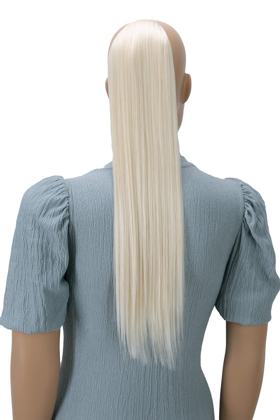 CAISHA 24" Hairpiece Clip On Ponytail With Two Bands Longhair Extension Straight White Blond HC4 โ image 1