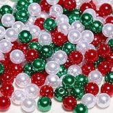 Songxi 700PCS Christmas Pearl Bead for Jewelry Making, Round Loose Pearls Beads with Hole, for Bracelets, Necklaces, Bulk Beads for Crafting, Gift for Friends