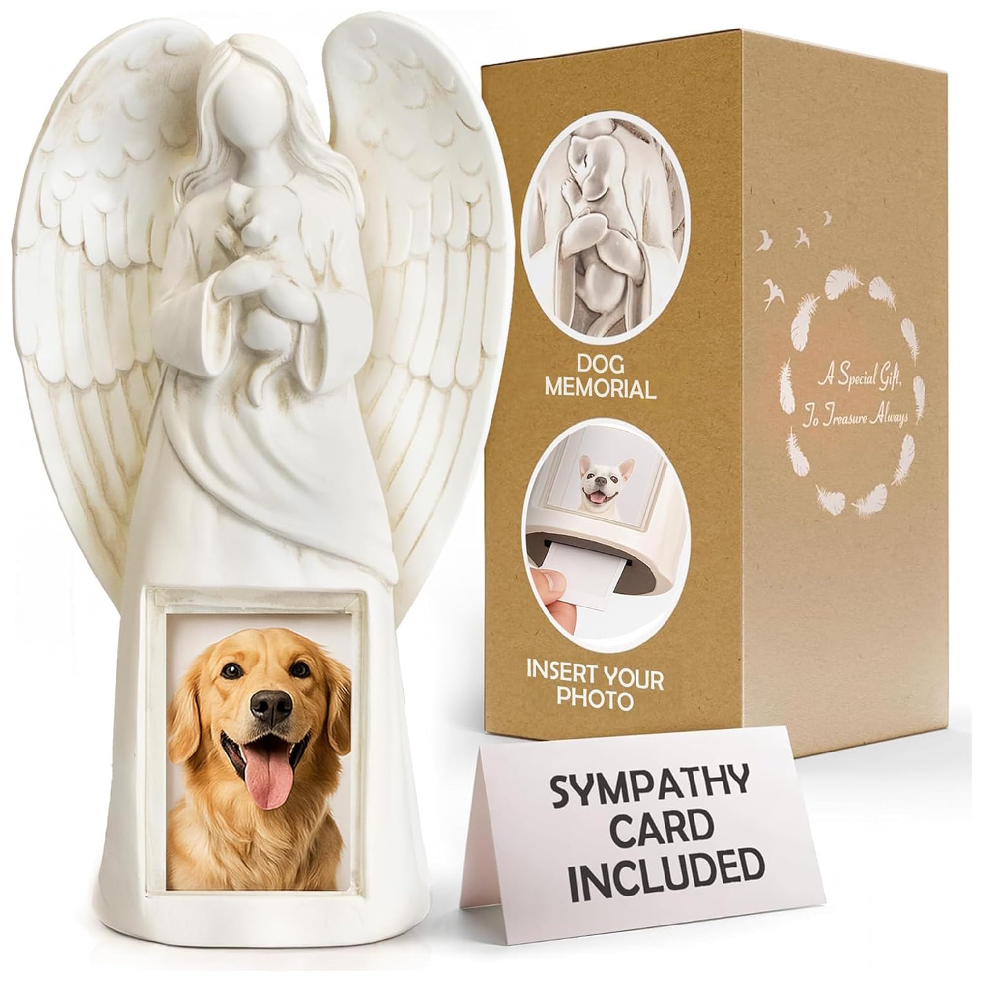 Muldale Loss of a Dog Gift Memorial Statue - Remembrance Angel for Indoor or Outdoor - 28cm - Pet Loss Bereavement