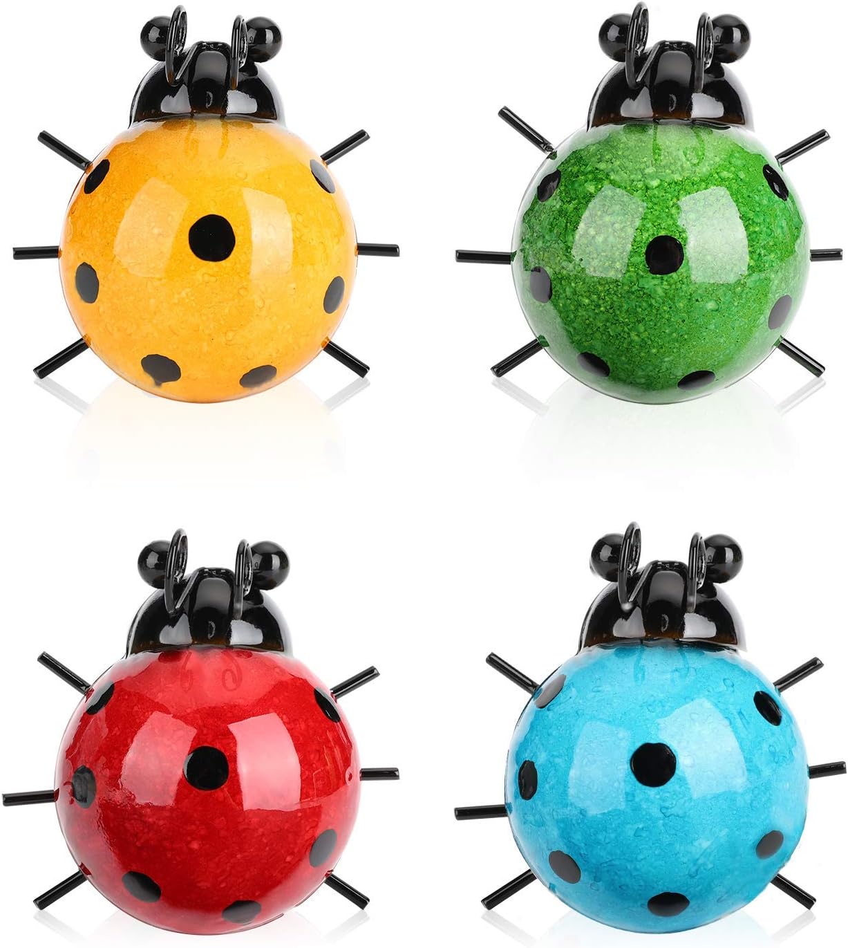 GIFTME 5 Metal Garden Wall Art Decorative Set of 4 Cute Ladybugs Outdoor Wall Sculptures: Everything Else
