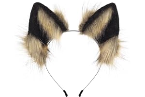 Adolala Furry Cat Wolf Fox Ears Headband Halloween Headwear Cosplay Costume Party for Women