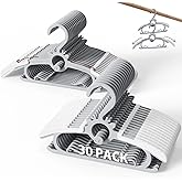 Kids Hangers 30PCS, 11"-14" Extendable and Stackable Baby Hangers, 45g Ultra-Thick Space Saving Non-Slip Plastic Hanger for Infant, Toddler and Nursery Closet, Gray