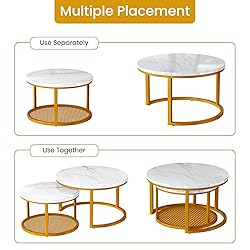 AWQM Coffee Table for Living Room, Modern Nesting