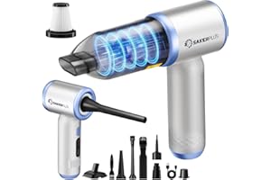 SakerPlus Mini Vacuum Cleaner, 3 in 1 Cordless Handheld Vacuum Cleaners, 18000Pa High Power Car Vacuum Cleaner with Brushless Motor,Adjustable Car Vaccum Portable Cordless for Cars,Desktop-Blue
