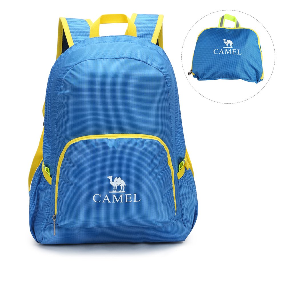 CAMEL CROWN Hiking Daypacks 25L Lightweight Packable Durable Travel Hiking Backpack Camping Outdoor Water Resistant Bookbags(Blue)