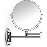 Miusco 7X Magnifying Two Sided Vanity Makeup Mirror, 8 inch, Wall Mount, Round, Chrome