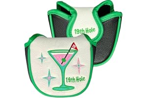Giggle Golf Mallet Putter Cover, PU Leather with Embroidered Designs and Magnetic Closure