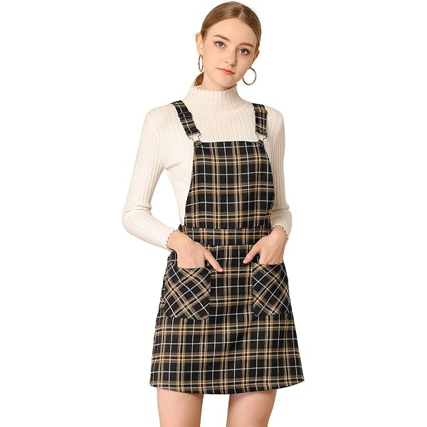 CUPSHE Women's Mini Dress Square Neck Plaid Print Cross Back Sleeveless  Overall Short A Line Dress Red Plaid, XS at Amazon Women's Clothing store