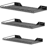 TORACK Wall-Mounted Storage Shelves, Mixed-Size Garage Floating Shelving for Closet & Laundry Room, Heavy-Duty Wall Shelf Holds Up to 65 lbs(Black)