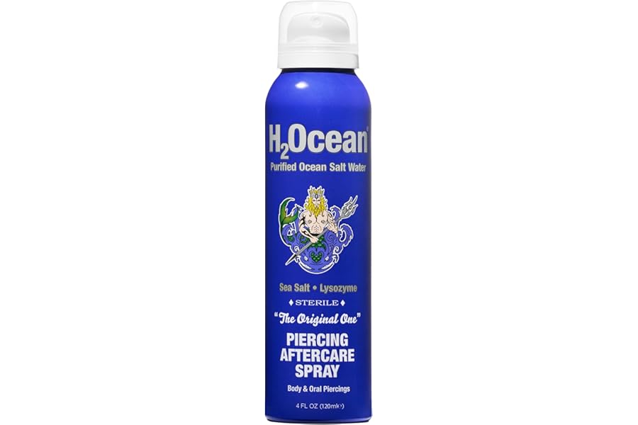 H2Ocean Piercing Aftercare Spray and Keloid Bump Removal– Sea Salt Spray for Body and Facial Piercings – Ear, Nose, Navel, Oral & Body Piercing Cleaner, Aftercare Solution for New Piercings– 4oz