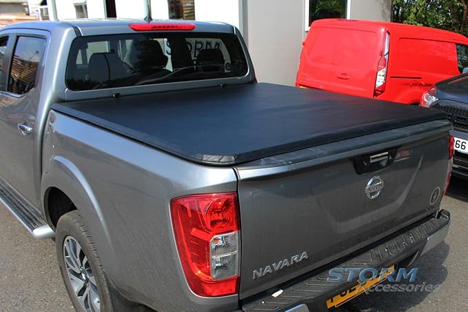 Protective Frames Automotive Storm Xccessories Navara Np300 2016 On Black Double Cab Tri Folding Fold Up Tonneau Cover