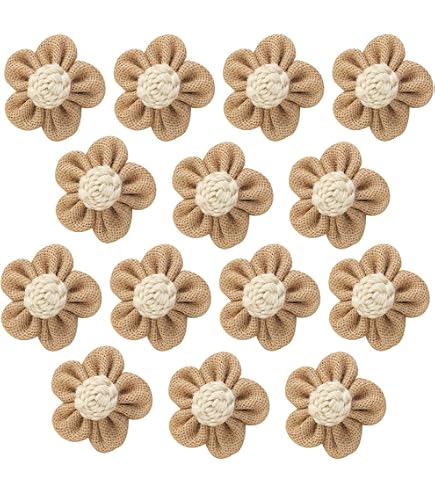 KUMGROT 20-Piece Burlap Fabric Flowers – 5 Styles, Natural Handmade Roses For DIY Crafts, Rustic Party Decor - View #3