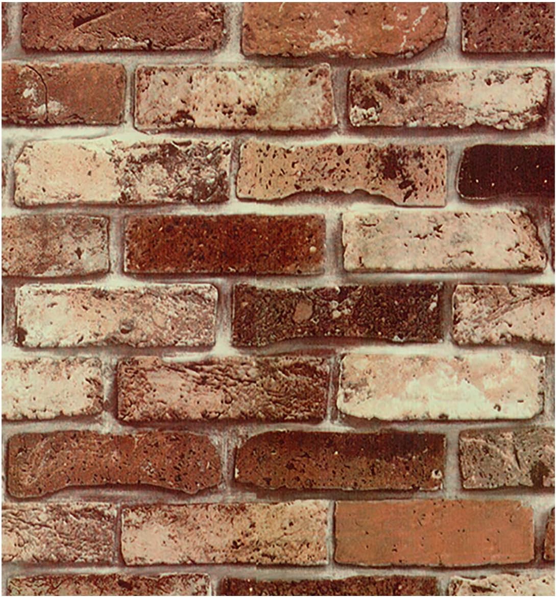 Faux Red Brick Wallpaper Peel and Stick 3D Self Adhesive for Livingroom Kitchen Bathroom Easy to Apply 17.7" x 9.8ft