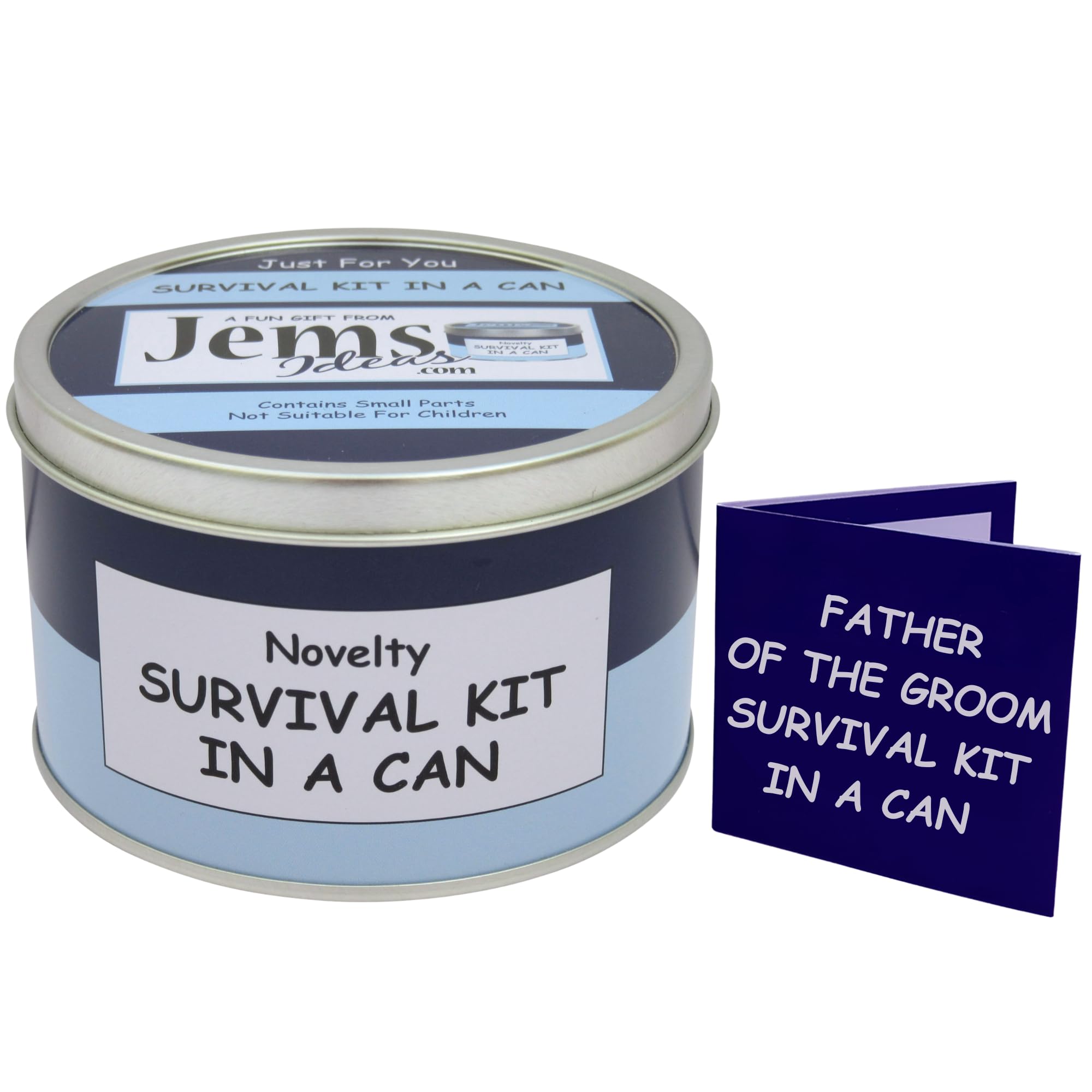 Father of the Groom Survival Kit in a Can – Funny Wedding Day Gift – Novelty Keepsake for Dad – Unique Gift Set Box from Son – Fun Present for Father of the Groom (Blue/Navy)
