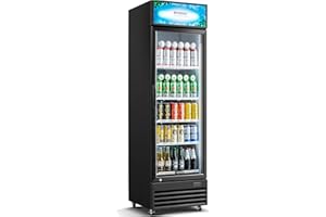BODEGACOOLER Commercial Beverage Refrigerator, 12.5 Cu. Ft Black Commercial Merchandiser Refrigerator, LED Light/Adjustable Shelves,Upright Large Display Refrigerator For kitchen/Office/Home/Garage.