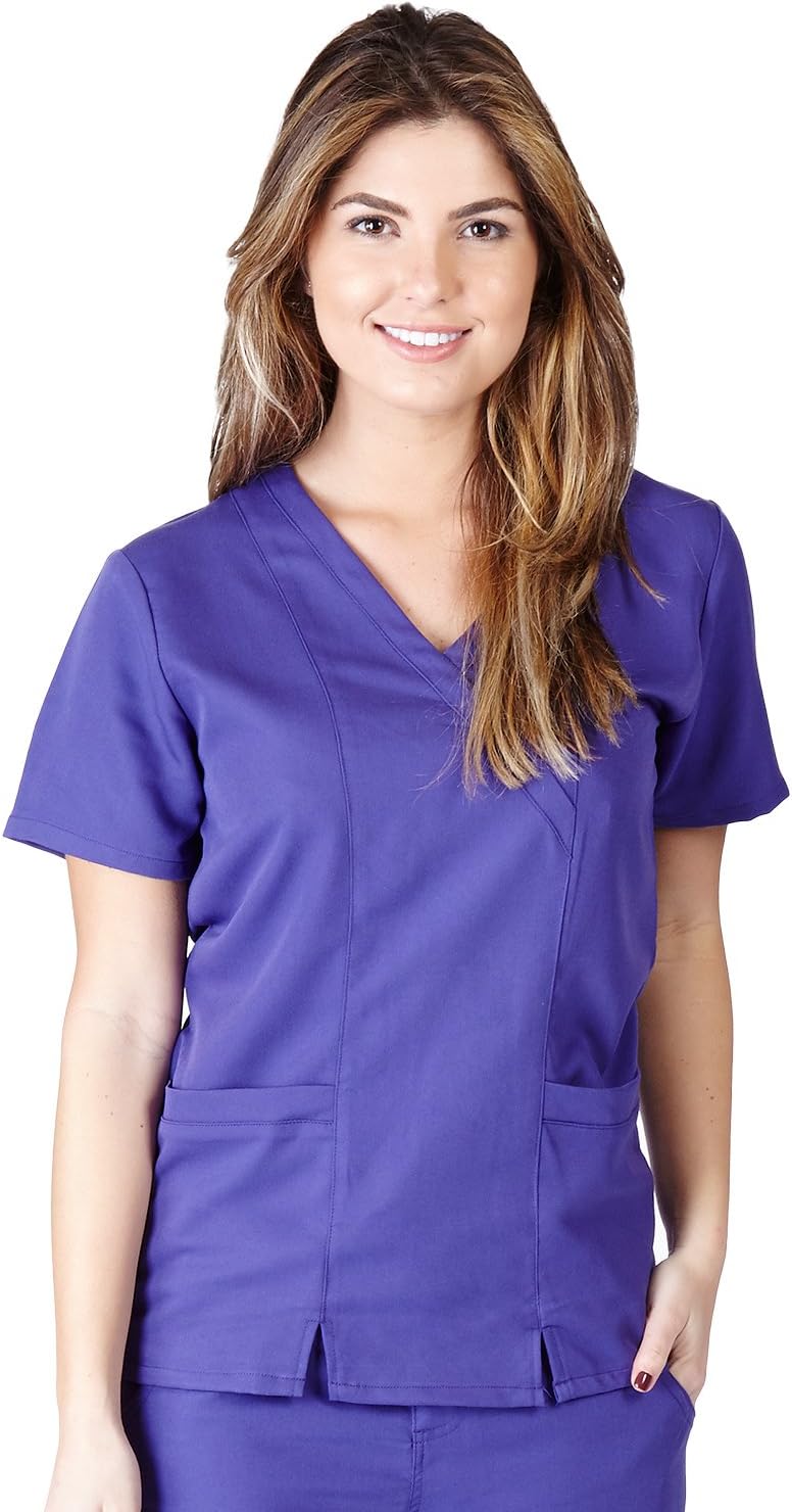 Ultra Soft Scrubs Womens Junior Fit Two Pocket Cross Over Tunic Scrub