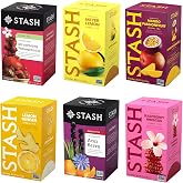 Stash Tea Fruity Herbal Tea 6 Flavor Tea Sampler, 6 boxes With 18-20 Tea Bags Each
