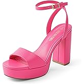 DREAM PAIRS Platform High Heels for Women Chunky Round Open Toe Ankle Strap Stylish Heeled Sandals for Party Prom Wedding