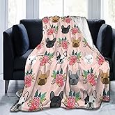 French Bulldog Floral Dog Cute pet Gifts Dog Breed Ultra-Soft Blanket Luxury Light Comfortable Flannel Warm Winter Blanket,Home Sofa Watch TV Bedroom Living Room-Suitable for Adults/Pets/Babies 50x40
