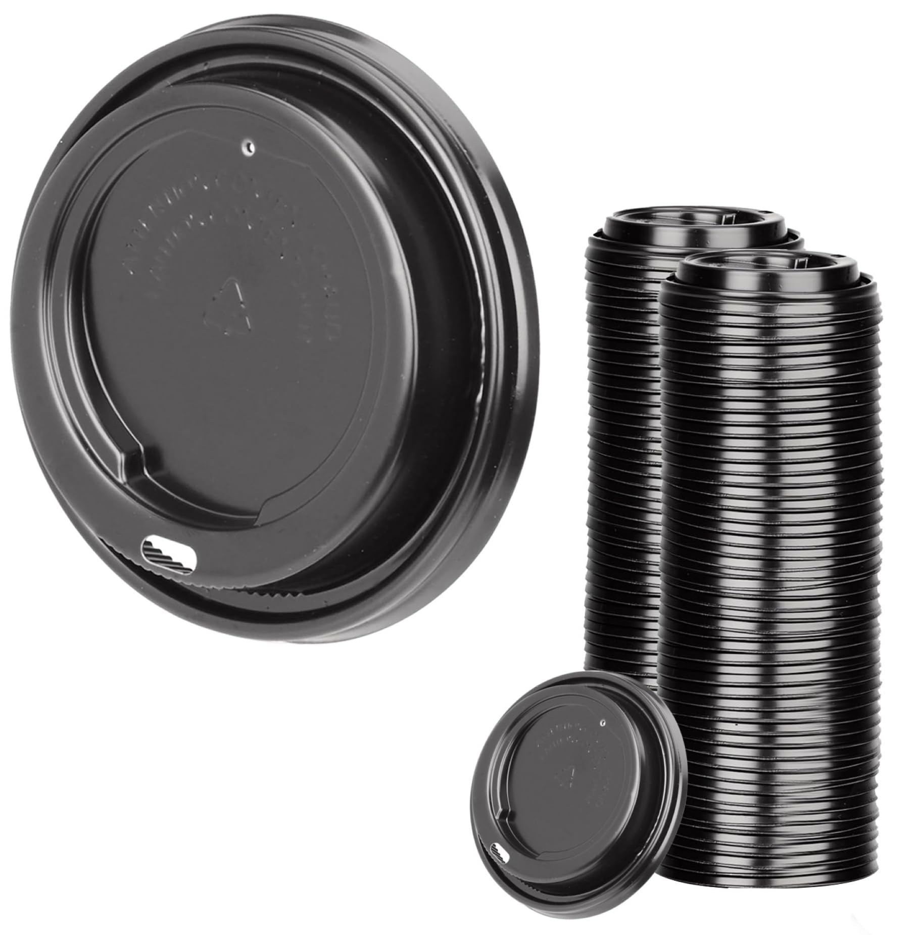 Signature Packaging Ripple Coffee Cup Lids, Quick Snap for Hot Takeaway Drinks, Universal Fit for Single & Double Wall Paper Cups, Disposable for Catering & Home Use - 12oz / 16oz, Pack of 100 - Black