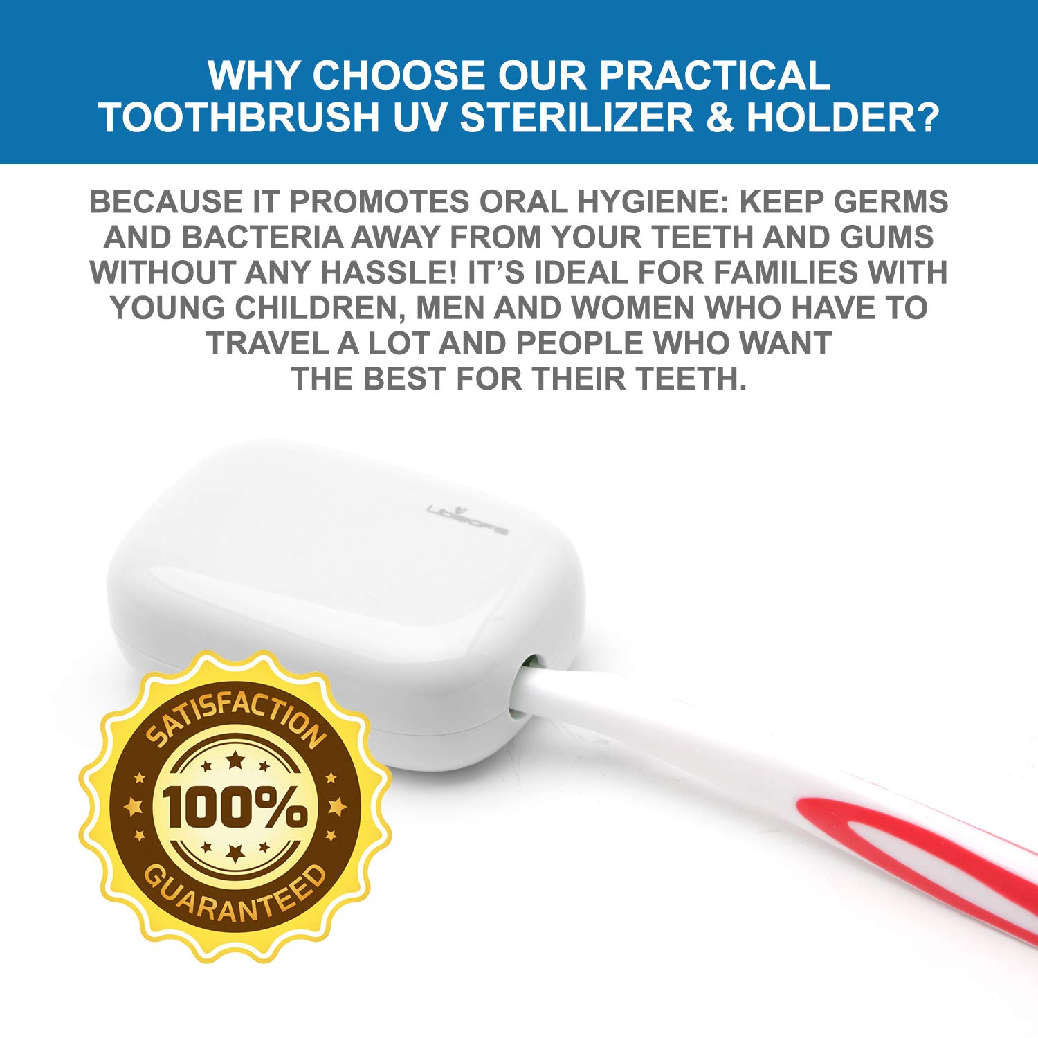 Ubisafe UV Toothbrush Sanitizer And Holder Portable Travel Sterilizer