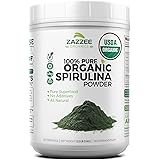 Zazzee USDA Organic Spirulina Powder 2.2 Pounds (1 KG), 303 Servings, 100% Pure and Non-Irradiated, Vegan, All-Natural, and N