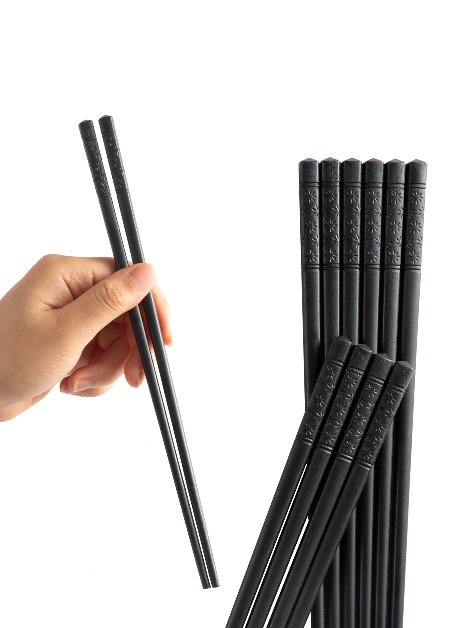 Photo 1 of 10 Pairs Fiberglass Chopsticks, Reusable Alloy Chop Sticks Non-slip Chopsticks, Dishwasher, 9 1/2 Inches