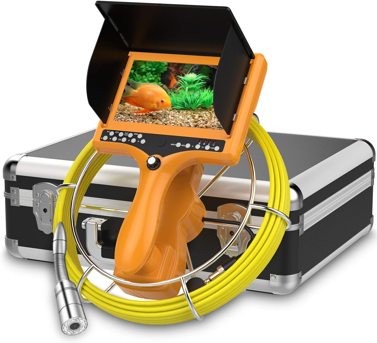 Pipe Inspection Camera,IHBUDS Pipeline Drain Sewer Industrial Endoscope, PC20M Waterproof IP68 20M/65ft Snake Video System with 7 Inch LCD Monitor 1000TVL Sony CCD Camera（No Dvr Function）