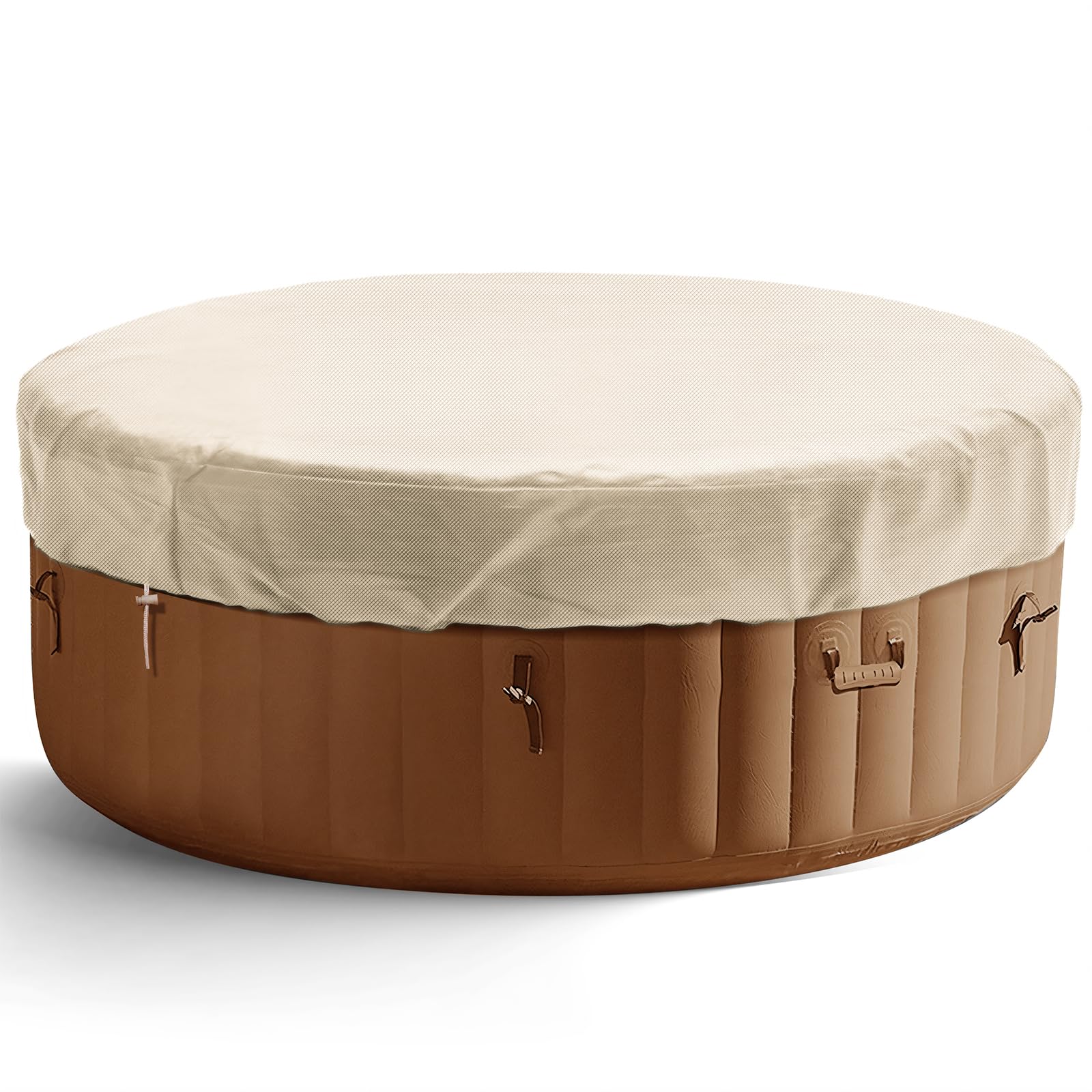 Photo 1 of Round Hot Tub Cover 420D Polyester Waterproof Spa Covers for Hot Tub Replacement Outdoor Patio Hot Tub Protector (Beige, 75" Dx12 H)