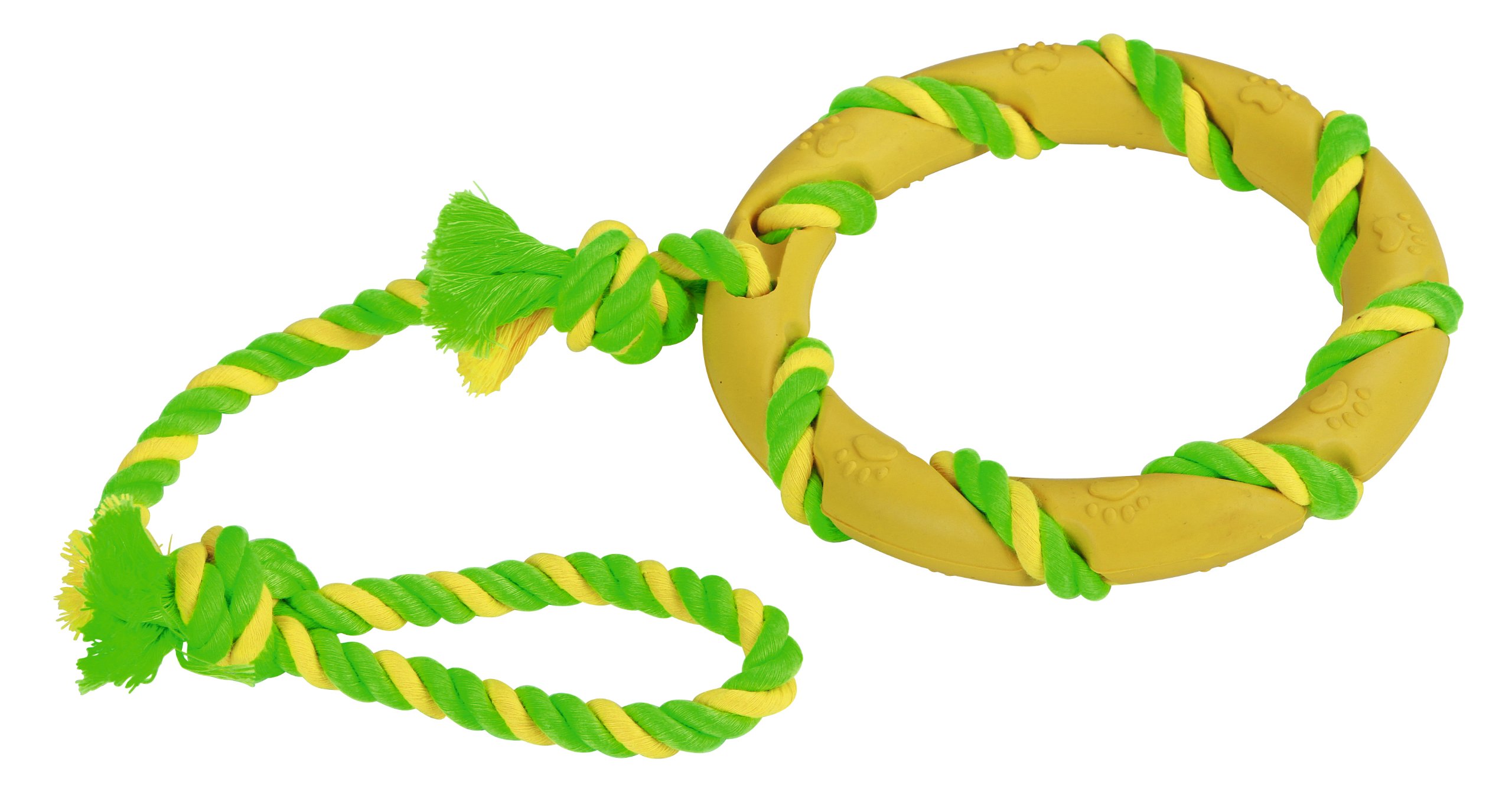 Kerbl Ring on a Rope Rubber/Cotton, 47 cm, Green/Yellow