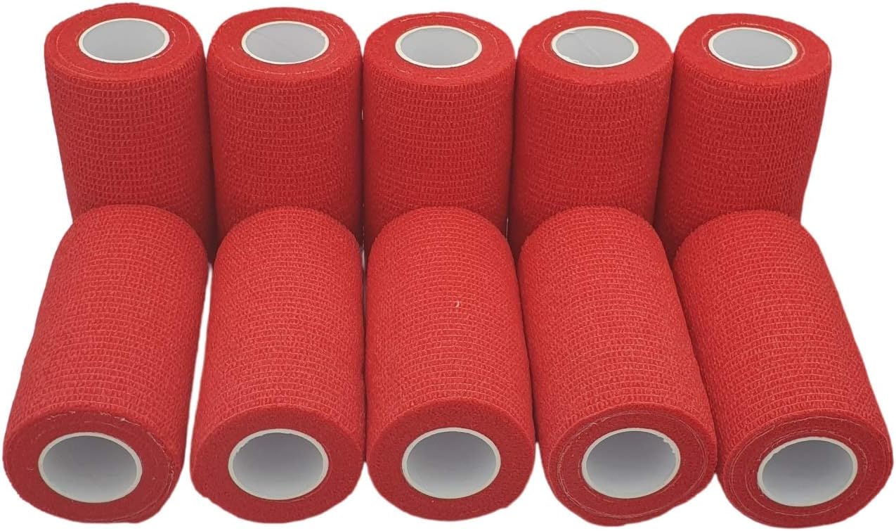6 Rotoli Benda Elastica Coesiva 10cm x 4,5m, Bendaggio Adesiva Coesiva Nastro Bendaggio Sportivo Non Tessuto Autoadesivo Benda Salvapelle Fasciature per Mani, Piedi, Ginocchia, Braccia (Blu