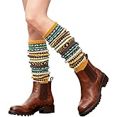 XEPST Leg Warmers Winter Warm Boot Cuffs for Women, Bohemian Style Crochet Knitted Boot Topper Socks Leg Cuffs for Girls