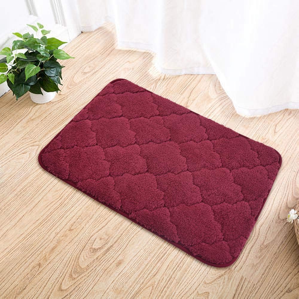 COSY HOMEER 24x16 Inch Bathroom Rugs, 100% Mirco Polyester Accent Rugs, Easy-Clean, Super Thick and Soft, Perfect Absorbant, Non Slip, Machine Washable Bath Mat Burgundy: Kitchen & Dining