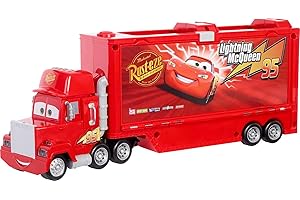 Mattel Disney and Pixar Cars Track Talkers Toy Truck, Chat & Haul Mack Hauler with Lights & Sound, Stores 2 Cars, 17 inch