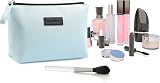 Maange Small Travel Cosmetic Bag Waterproof PU Leather with Handle Blue view 9
