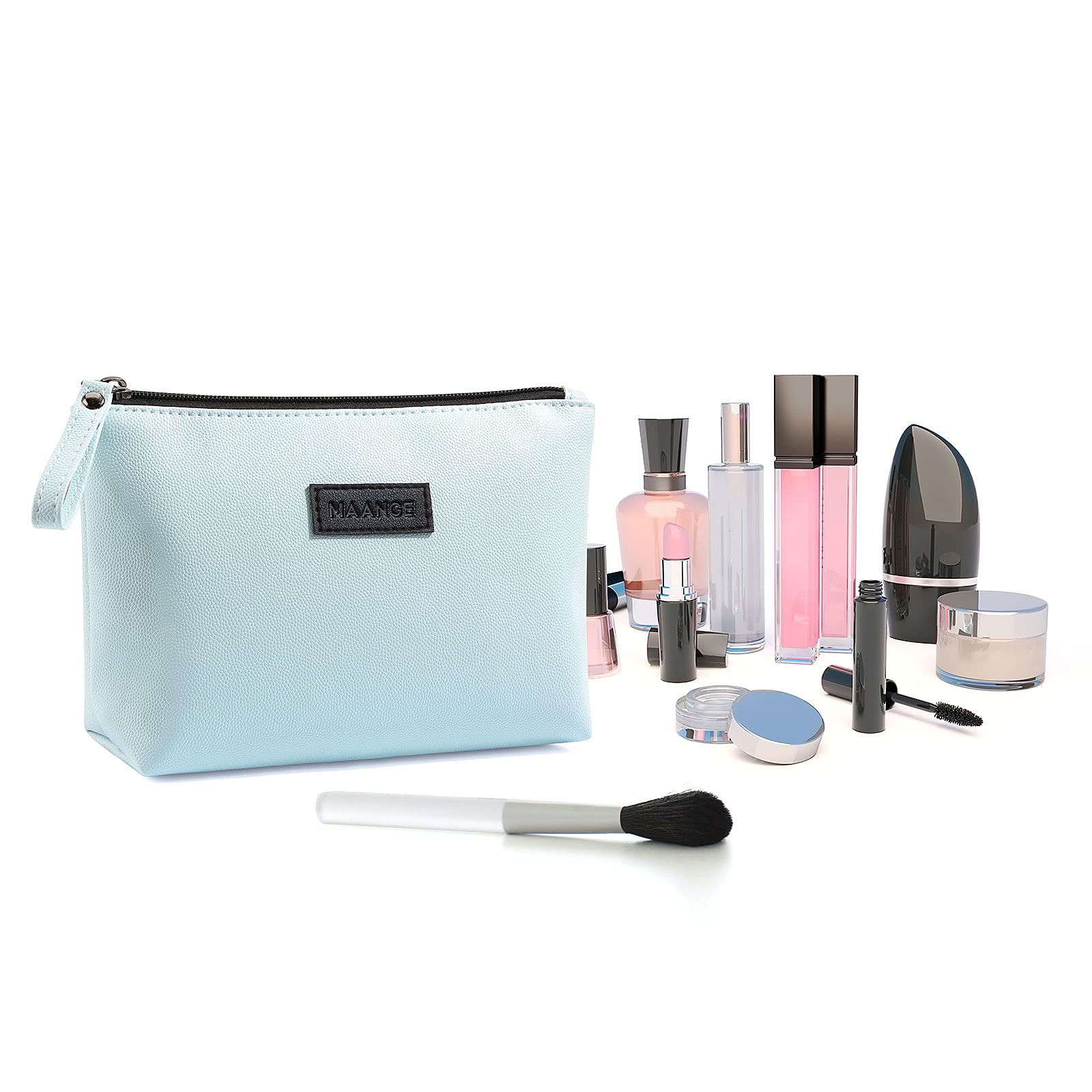 Cosmetic Bags for Women Small Makeup Bag for Purse Pu Leather Makeup Pouch Travel Makeup Bag with Zipper Make Up Bag for Travelling