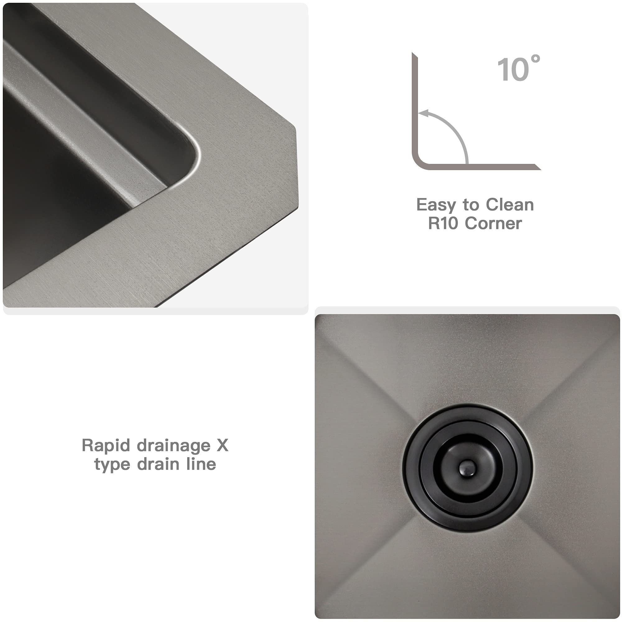 MONSINTA Black Bar Sink, Undermount Bar Sink, 15