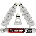 TIanWenYD 12 Packs Badminton Shuttlecocks Nylon Feather Shuttlecocks Badminton Birdies with Great Stability and Durability for Indoor Outdoor Sports Hight Speed Training Badminton Balls (White)