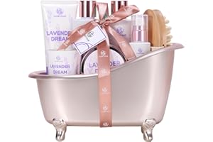 SPA LUXETIQUE WORLD Gifts for Women, Spa Luxetique 8 Pcs Lavender Self Care Gifts for Women with Bubble Bath Shower Gel Body Cream Body Scrub Body Oil Scented Candle Bath Bomb,Birthday Gifts for Her