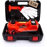 Trihelper Electric Car Jack 5 Ton 12V Floor Jack Hydraulic Jack Stand Car Lift Jack with Integrated Tire Pump for SUV Truck S