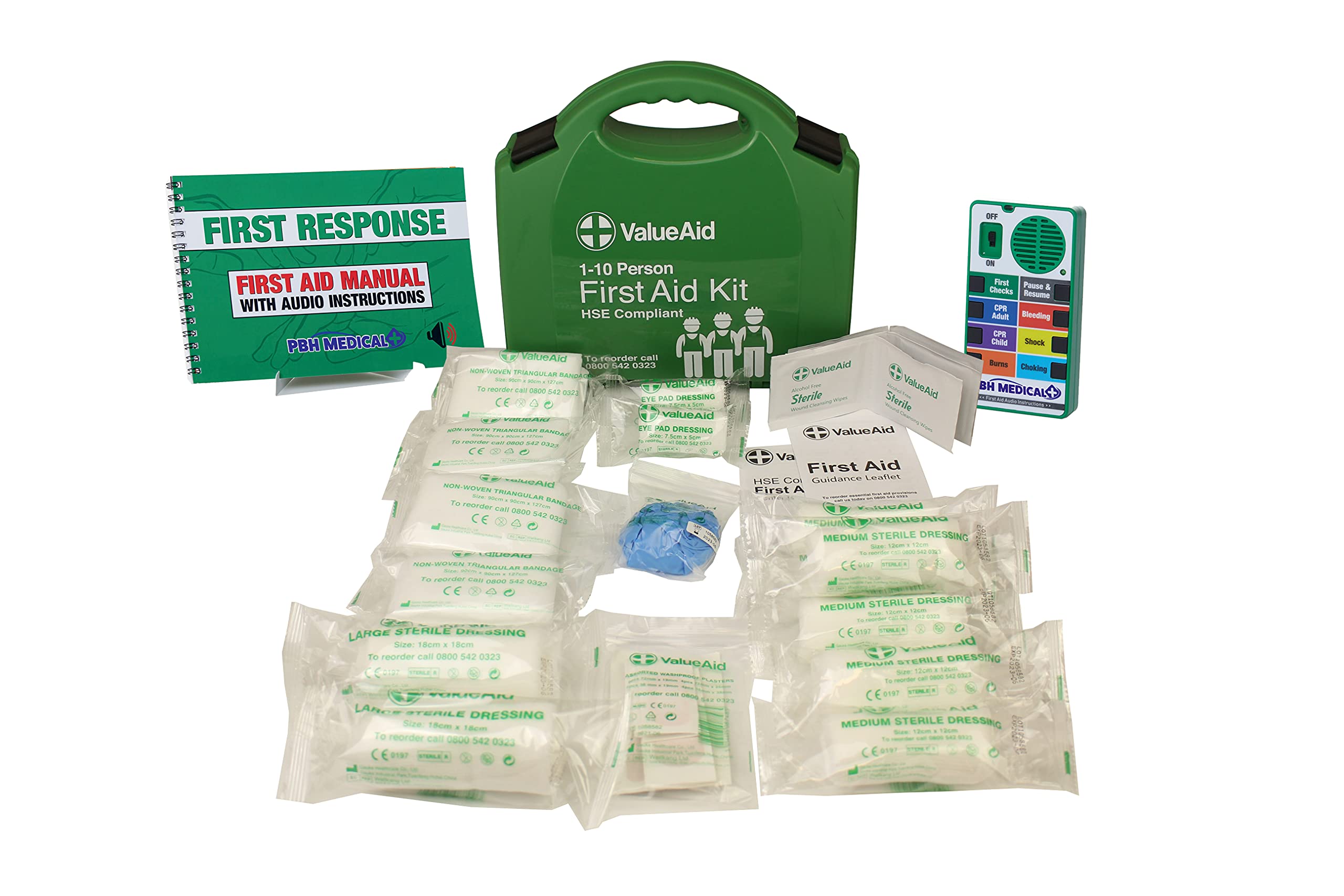 Value Aid HSE Compliant First Aid Kit (1-10 Person) & Talking Guide Bundle