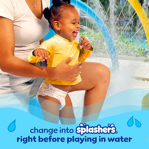 PAMPERS SWIM DIAPERS – SPLASHERS – SIZE 4, 18 COUNT, GAP-FREE DISPOSABLE BABY SWIMMING PANTS